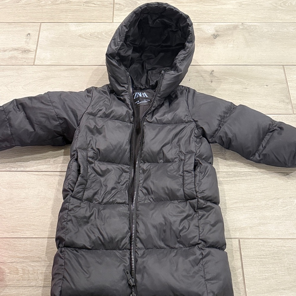 Zara Charcoal Hooded Puffer Coat